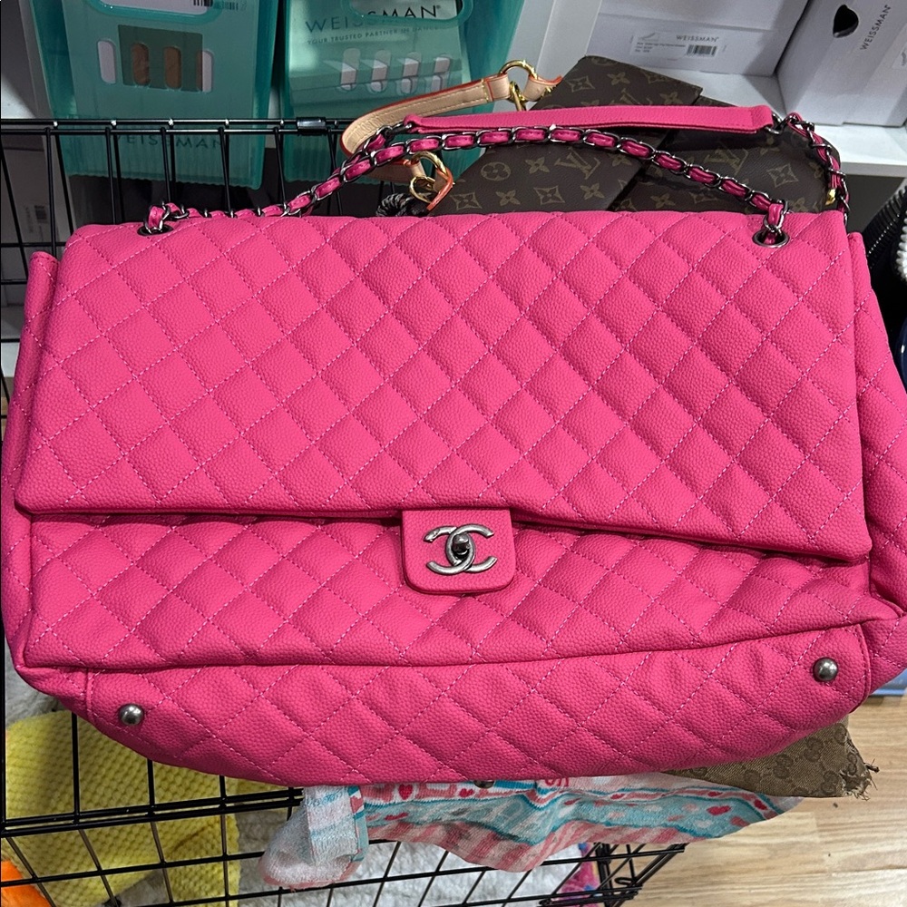 Hot Pink Quilted Shoulder Bag